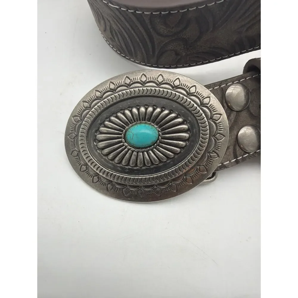 Angel Ranch DA3755 Grey embossed‎ belt with pewter buckle 34”